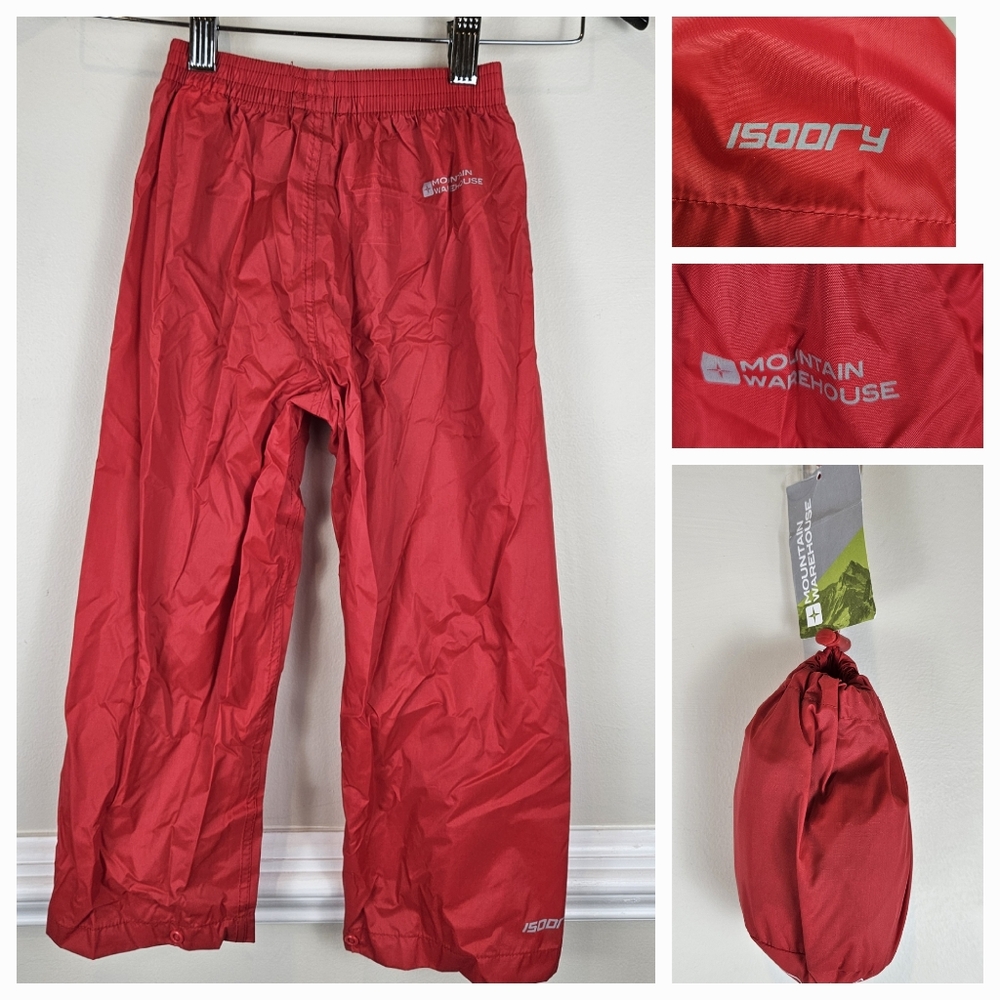 NWT Mountain Warehouse Kids Size 3-4 Waterproof Breathable Pants Red A0619